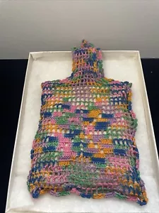 Vintage Small Hand crocheted purse, bag, Mutlicolored with Handle - Picture 1 of 4