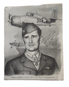 Joe Foss, impresión firmada por GGen 11x14 Segunda Guerra Mundial Fighter Ace piloto MOH Top USMC Ace 26 V - Imagen 1 de 4