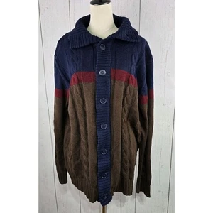Suéter Paul Jones Para Hombres XL Multicolor Cárdigan Tejido con Cable Pescador Grueso - Imagen 1 de 8