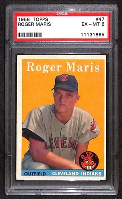 1958 Topps No47 Роджер Марис RC PSA 6 EXMT C98346 - Изображение 1 из 3