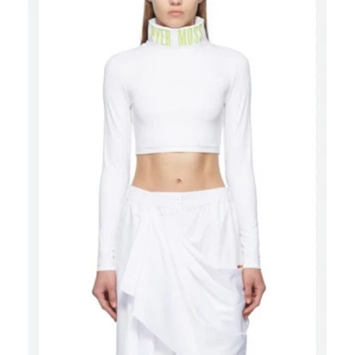 Reebok by Pyer Moss White Crop Top Turtleneck Long Sleeve Womens Size S NWT - Image 1 of 4