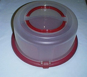 CHEFMATE Extra Large 14" x 6" Locking Cake Keeper/Taker/Carrier with Red handles - Picture 1 of 6