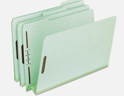 Pendaflex Pressboard Folders 2 Fasteners 3" Expansion 1/3 Tab Legal Green Box/25 - Image 1 of 4