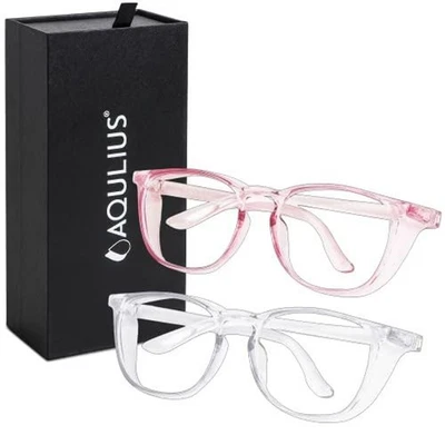 2 Pack Safety Glasses Goggles Blue Light Protection for Women, Clear/Pink - Image 1 of 3