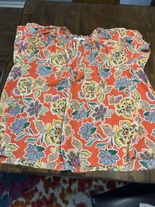 Rose And Olive Plus Size 3X Short Ruffle Sleeve Top Orange Floral Print - Picture 1 of 6