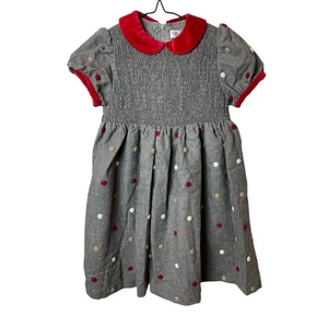 Clo Clo Gray Red Short Sleeve Wool Blend Dress Girls Size 4 - Picture 1 of 7