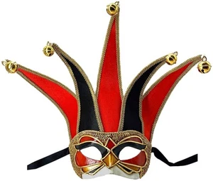 Colombina Jolly Velluto Red Venetian Italian Masquerade Adult Womens Mens Mask - Picture 1 of 2