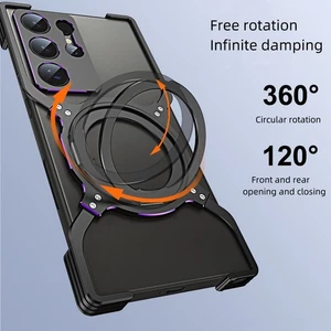 Magnetic Metal Frameless Bumper Stand Phone Case For Samsung S23 S25 Ultra S24 + - Picture 1 of 19