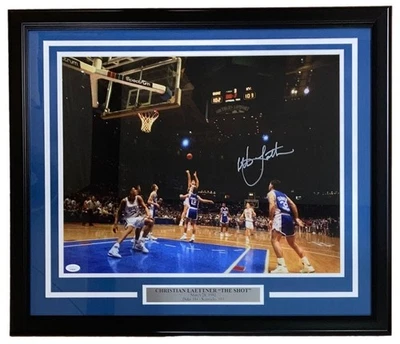 Christian Laettner Signed Framed 16x20 Duke Blue Devils The Shot Photo JSA ITP - Image 1 of 3