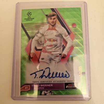 2022-23 Topps Finest UEFA Green Wave Auto #/99 Timo Werner RB Leipzig - Image 1 of 3