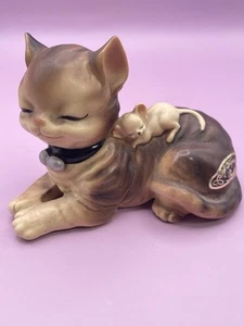 Vintage Josef Originals Tabby Cat w/ Sleeping Mouse Figurine 3” MCM - Picture 1 of 6