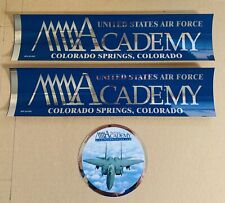 2 USAF Air Force Academy Bumper Stickers & 1 Round On Metallic Or Mylar Material
