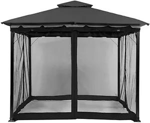 Universal Outdoor Patio Gazebo Mosquito Netting 4-Panel Sidewall Curtain Zippers - Picture 1 of 33