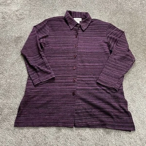 Susan Graver Button Up Shirt Womens Medium Purple Long Sleeve Top Collared Tunic - Picture 1 of 8