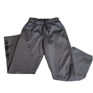 Boys Under Armour Grey Black Big Logo Pants Size Youth Large YLG - Picture 1 of 10