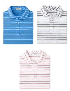 NEW MENS PETER MILLAR S/S CROWN COMFORT ROSS STRIPE POLO GOLF SHIRT, MEDIUM - Picture 1 of 4