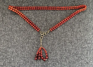 Vintage women's mod boho plastic bead and gold chain belt hook clasp 1960's 70's - Bild 1 von 5