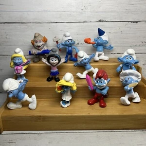 11 Smurf Figures Cake Topper Papa Panicky Handy Hackus Baker Clumsy Smurfs Toy - Picture 1 of 20