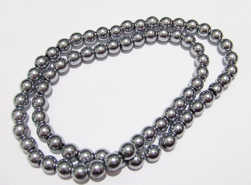 1filo/ 70 pz  perline pietre ematite rotondo 6mm colore argento - Immagine 1 di 1