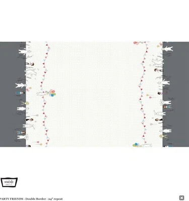 BorderPrint fabric Michael Miller CELEBRATE COLLECTION Party Friends DancingBear - Image 1 of 4