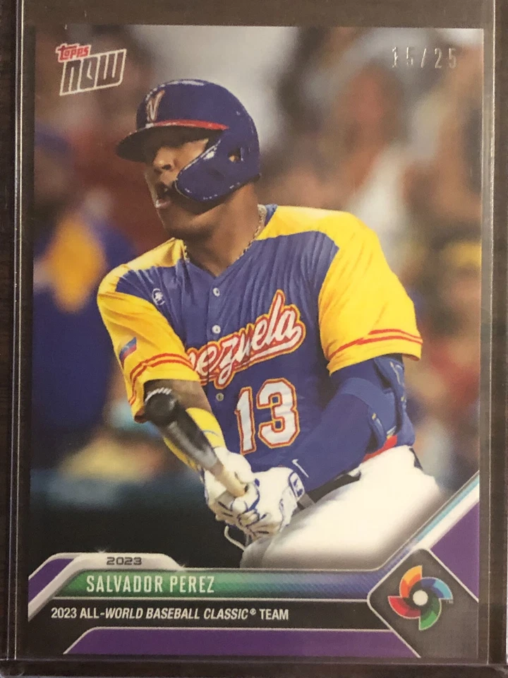 2023 Topps Now #WBCA-10 Salvador Perez Kansas City Royals Venezuela 15/25 PURPLE - Image 1 of 2