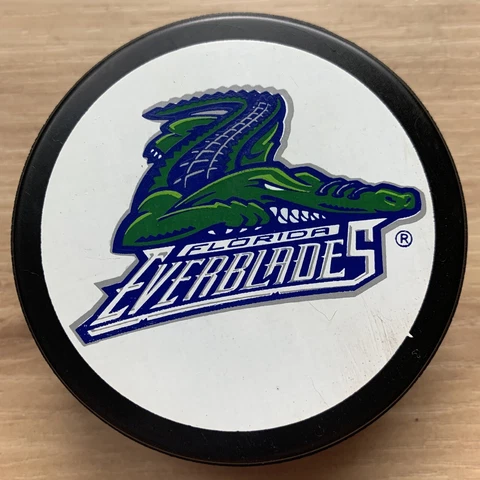 FLORIDA EVERBLADES ECHL HOCKEY PUCK WHITE ECHL LOGO REVERSE MADE IN 🇨🇦 Cover