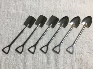 Novelty Shovel Stainless Steel Coffee Dessert Ice Cream Sundae Tea Spoon 6pc - Picture 1 of 4