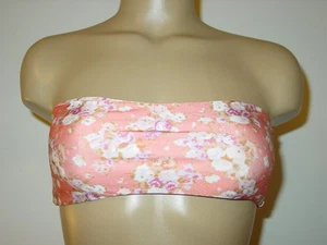 Lolli Swim Peach Vintage Style Floral Bandeau Tube Top Swimsuit Made USA-S NEW - Picture 1 of 3