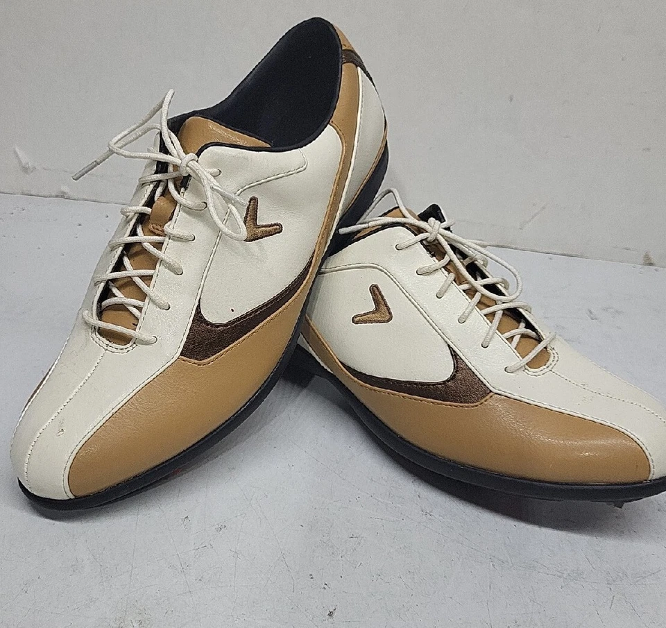 Zapatos de golf vintage Callaway serie X Bella talla 8,5 M marrón/blanco/beige nuevos sin caja Foto 1 de 4