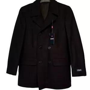 CHAPS Cappotto Pea Navy Scuro Uomo 38R Misto Lana Fodera Trapuntata Cleveland Nuovo con etichette - Foto 1 di 10