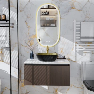 Mueble tocador de baño montado en la pared de 32/40/48"" con grifo de lavabo almacenamiento flotante Foto 1 de 4