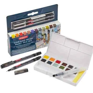 NEW ⭐️ 12 Derwent Inktense Paint Pan Line and Wash Maker Pens 0.3mm 0.8mm Set - Picture 1 of 8