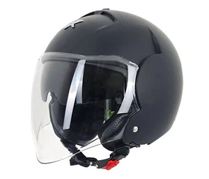 Motorcycle Open Face Crash Helmet Axor Striker Matt Black Full Face Visor - Picture 1 of 6