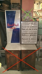 Coppia Quadri Tabella Insegna Red Bull Energy Drink e Quadro Umoristico Regole - Foto 1 di 4