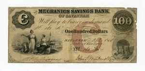 1855 100 $ The Mechanics Savings Bank of Savannah - Savannah, Georgia Note - Bild 1 von 2
