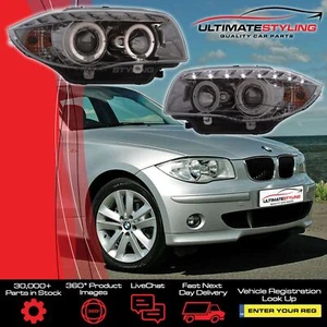BMW E82 E88 1 Series Headlights Angel Eyes Twin Halo LED DRL Projector 2007-2014 - Picture 1 of 9