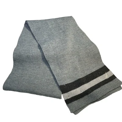 Bufanda acrílica de punto acanalado a rayas grises Nautica 66 pulgadas x 9 pulgadas Foto 1 de 4