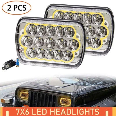 7x6" H6014 H6052 H6054 haz sellado LED negro carcasa faro transparente lámpara ámbar Foto 1 de 4