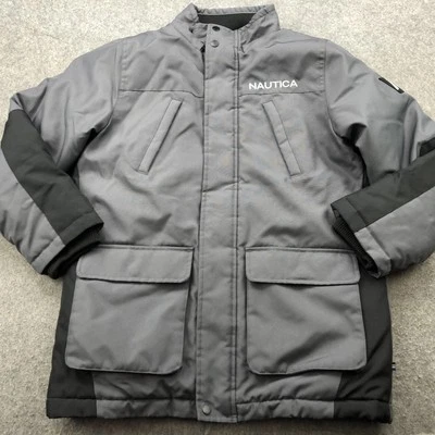 Chaqueta Nautica Niños Grande Gris Negro Aislado Invierno Parka Con Capucha Juvenil 14/16 Foto 1 de 4
