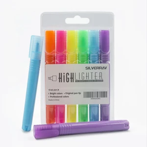 Resaltadores Colores Surtidos, Paquete de 6, Plumas Resaltadoras Sin Sangrado, Neón, Cincel - Imagen 1 de 11