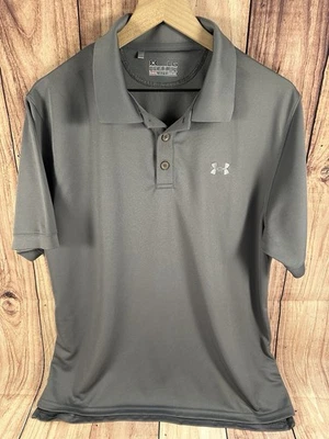 UNDER ARMOUR Mens Polo Shirt  Short Sleeve GRAY HeatGear Regular Fit LARGE - Image 1 of 4