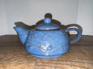 Pier One Import Glazed Pottery Tea For One Teapot Blue Stoneware Pot Only - Picture 1 of 12