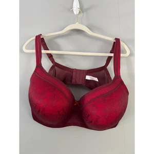 Cacique Full Coverage Bra Floral Lace Underwire Support Red 42DDD - Picture 1 of 6