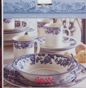 Spode DELAMERE BLUE 16 Piece Dish Set - Plates, Bowls, Mugs-NEW - Picture 1 of 12