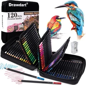 120-Color Soft Core Colored Pencils Set with Zipper Case - for Adult Coloring - Picture 1 of 12