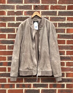All Saints Mens DAINS Suede Leather Bomber Biker Jacket 2XL XXL A229 - Picture 1 of 7