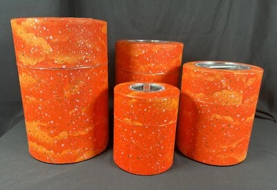 ✨VTG Asian Japanese Tea Canister Caddy Set Metal Tin Paper Kotodo 6”-11” ✨ - Image 1 of 4