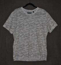 Kenneth Cole Mens Short Sleeve All Over Print Crew-Neck T-Shirt White Size Large