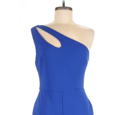 Mujer Mono Mameluco Azul Sin Mangas Un Hombro Recortado Bolsillos Cristal Cielo S Foto 1 de 4