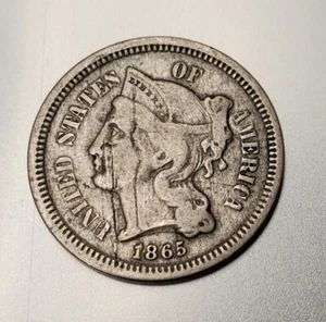 1865 3 Cent Nickel Lamination Mint Error - Picture 1 of 2